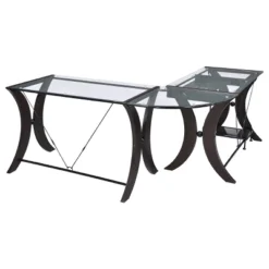 Monterey Glass Top L-Shape Computer Desk Cappuccino - Coaster -Office Furniture GUEST f211cba2 7181 4470 803b c966e020015c