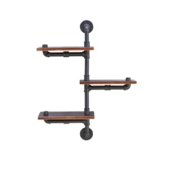 31.1" X 24.2" 3 Tier Industrial Pipe Wall Shelf Brown/Black - Danya B. -Office Furniture GUEST f2353023 9cb0 4044 9481 95bf9c8d0cfe