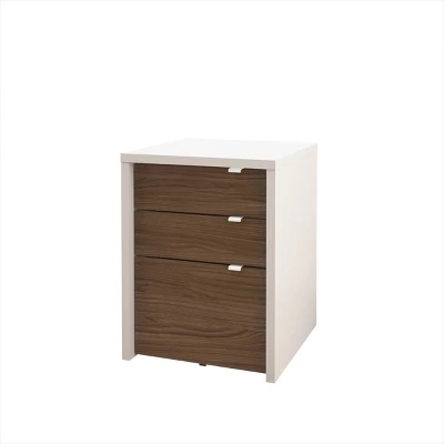 Liber - T 2 Reversible Desk Panels With 3 Drawer Filing Cabinet White/Walnut - Nexera 4 Liber - T 2 Reversible Desk Panels With 3 Drawer Filing Cabinet White/Walnut - Nexera - Image 2