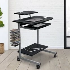 Compact Computer Cart With Storage - Techni Mobili -Office Furniture GUEST f2886ff1 a64c 4090 bcf0 85611ce9f730