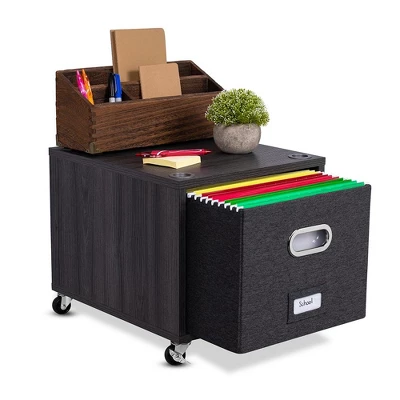 BirdRock Home Rolling Storage File Cabinet With 1 Lateral Drawer - Driftwood Grey 7 BirdRock Home Rolling Storage File Cabinet With 1 Lateral Drawer - Driftwood Grey - Image 5