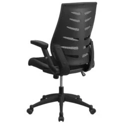 Emma And Oliver High Back Black Mesh Swivel Ergonomic Office Chair With Adjustable Flip-Up Arms -Office Furniture GUEST f3caed78 a311 4711 bea5 31f41c967e55