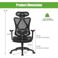 Costway Ergonomic High Back Mesh Office Chair W/ Adjustable Lumbar Support -Office Furniture GUEST f4e9e40a 10f5 49e1 8de6 21a663c871ea