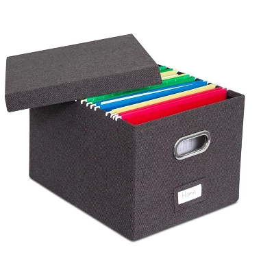 Internet's Best 1-Pack Collapsible File Storage Organizer With Lid - Charcoal 3 Internet's Best 1-Pack Collapsible File Storage Organizer With Lid - Charcoal