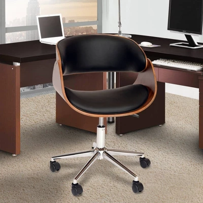 Redondo Modern Office Chair Black/Walnut - Armen Living 5 Redondo Modern Office Chair Black/Walnut - Armen Living - Image 3