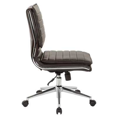 Armless Mid Back Manager's Faux Leather Chair With Chrome Base - OSP Designs 4 Armless Mid Back Manager's Faux Leather Chair With Chrome Base - OSP Designs - Image 2