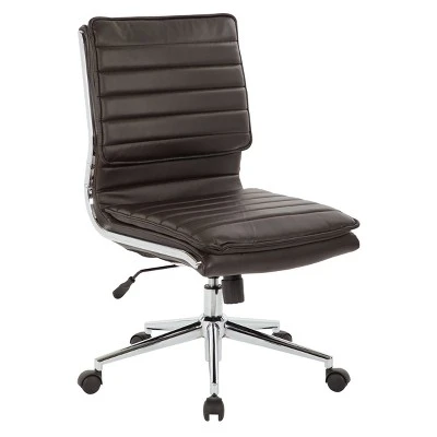 Armless Mid Back Manager's Faux Leather Chair With Chrome Base - OSP Designs 8 Armless Mid Back Manager's Faux Leather Chair With Chrome Base - OSP Designs - Image 6
