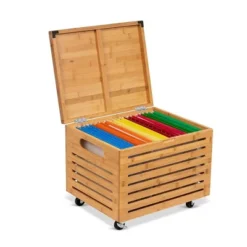 BirdRock Home Bamboo Rolling File Storage Organizer Box With Lid - Natural 11 BirdRock Home Bamboo Rolling File Storage Organizer Box With Lid - Natural -Office Furniture GUEST fa344e92 64b9 4bc4 9359 9d5f98ac94fb