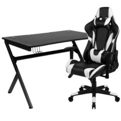 Emma And Oliver Gaming Bundle-Desk, Cup Holder/Headphone Hook & Reclining Chair -Office Furniture GUEST fb426006 b15c 47df acb3 7e9333fafd70