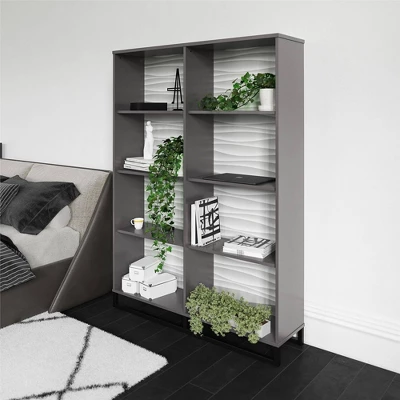 65.51" Large Maddock Bookcase Room Divider With Faux Wave Pattern Graphite - Room & Joy 6 65.51" Large Maddock Bookcase Room Divider With Faux Wave Pattern Graphite - Room & Joy - Image 4