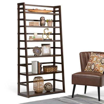 72" Normandy Wide Ladder Shelf Bookshelf Brunette Brown - WyndenHall 3 72" Normandy Wide Ladder Shelf Bookshelf Brunette Brown - WyndenHall