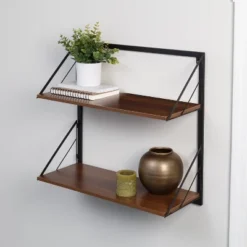 Honey-Can-Do 2 Tier Laundry Shelf With Wood Walnut 15 Honey-Can-Do 2 Tier Laundry Shelf With Wood Walnut -Office Furniture GUEST fdbaea9d 7af4 41b8 b3b6 7b654aa16157