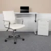 Flash Furniture Work From Home Kit - White Adjustable Computer Desk, LeatherSoft Office Chair And Inset Handle Locking Mobile Filing Cabinet -Office Furniture GUEST fdf89ef4 c46a 4cff 9e11 3b91c3e67719 1